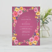 Bessie Roze Bruisende Zomer Bruiloft Kaart (Staand voorkant)