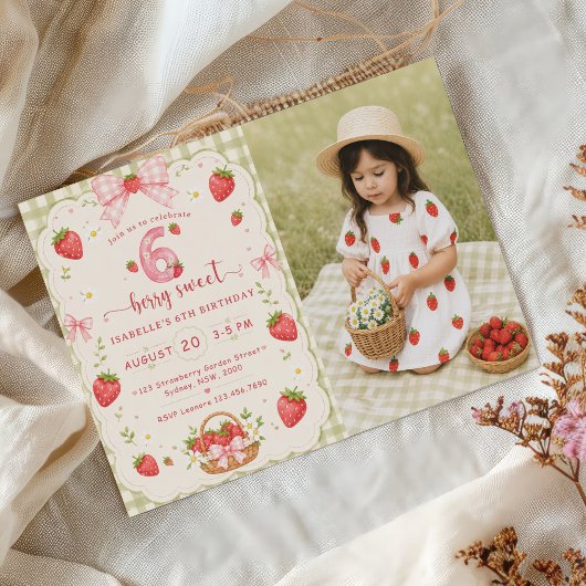 Bessie Sweet 6de Verjaardag Aardbei Kaart