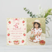 Bessie Sweet 6de Verjaardag Aardbei Kaart (Staand voorkant)