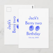 Bessie twee verjaardag blauwe bes toevoegen naam d briefkaart (Voorkant / Achterkant)