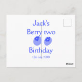 Bessie twee verjaardag blauwe bes toevoegen naam d briefkaart (Achterkant)