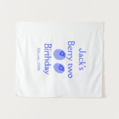 Bessie twee verjaardag blauwe bes voeg naam datum wandkleed (Voorkant (horizontaal))