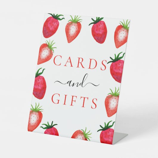 Bessie Verliefd Aardbeien Bruidsmeisjesfeest Kaart Reclamebord Met Voetstuk (Voorkant)