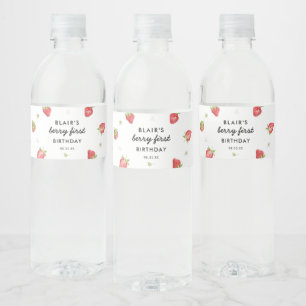 Bessie Zoete Aardbei 1e Verjaardagsfeestje Waterfles Etiket