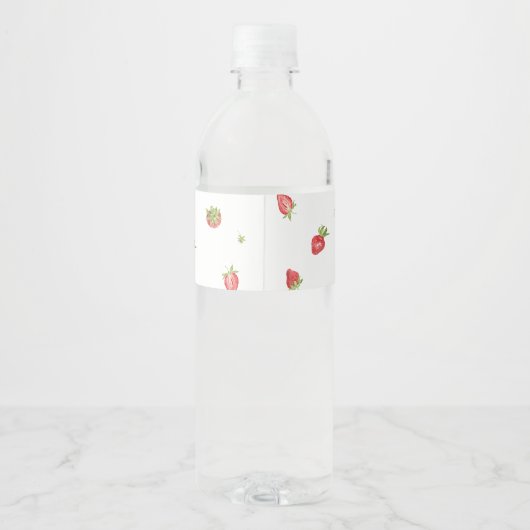 Bessie Zoete Aardbei 1e Verjaardagsfeestje Waterfles Etiket (Achterkant)