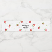 Bessie Zoete Aardbei 1e Verjaardagsfeestje Waterfles Etiket (Enkel label)