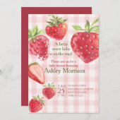 Bessie zoete aardbei baby shower kaart (Voorkant / Achterkant)