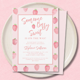 Bessie Zoete Aardbei Baby Shower Kaart