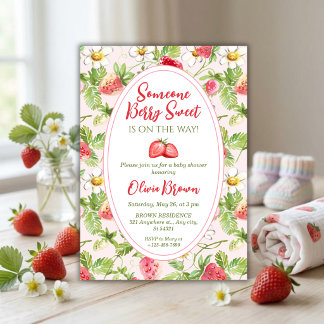 Bessie Zoete Aardbei Baby Shower Kaart