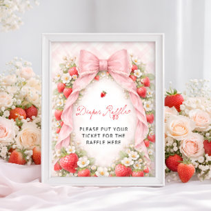 Bessie Zoete Aardbei Baby Shower Luier Raffle Poster