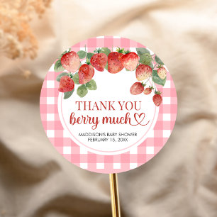 Bessie Zoete Aardbei Baby Shower Ronde Sticker