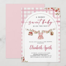 Bessie Zoete Aardbei Baby Shower Uitnodiging