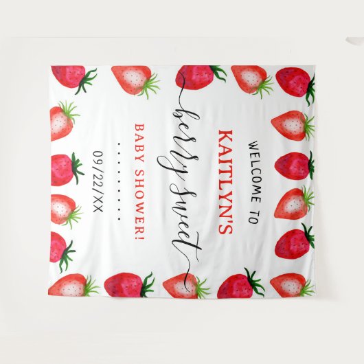 Bessie Zoete Aardbei Baby Shower Welkom Wandkleed (Voorkant (horizontaal))