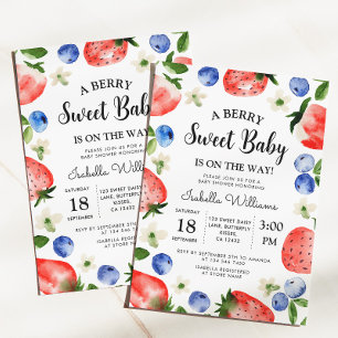 Bessie Zoete Aardbei Bosbes Meisje Baby Shower Kaart