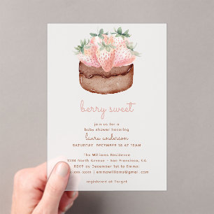 Bessie Zoete Aardbei Cupcake Baby Shower Acryl Uitnodigingen
