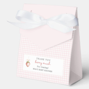Bessie Zoete Aardbei Gingham Baby Shower  Bedankdoosjes