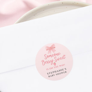 Bessie Zoete Aardbei Meisje Baby Shower  Ronde Sticker