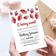 Bessie Zoete Aardbei Meisje Baby Shower Uitnodigin