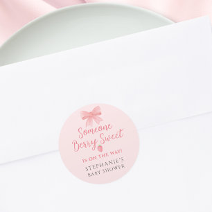 Bessie Zoete Aardbei Meisjes Baby Shower  Ronde Sticker