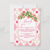 Bessie Zoete Aardbei Roze Bruidsdouche Bedankkaart (Voorkant)