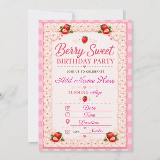 Bessie Zoete Aardbei Shortcake Kaart (Voorkant)