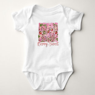 Bessie Zoete Aardbei Tuin Aquarel Bloemstuk Romper