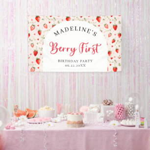 Bessie Zoete Aardbeienplek Cottage 1e Verjaardag Spandoek