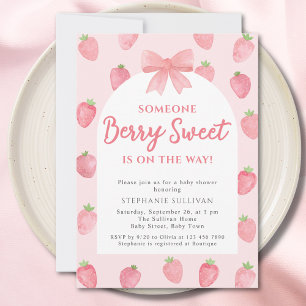Bessie Zoete Aardbeimeisje Baby Shower Kaart
