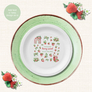 Bessie zoete baby shower borden aardbeien papieren bordje