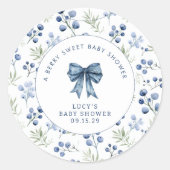 Bessie zoete baby shower bosbes lint klassieke ron ronde sticker (Voorkant)