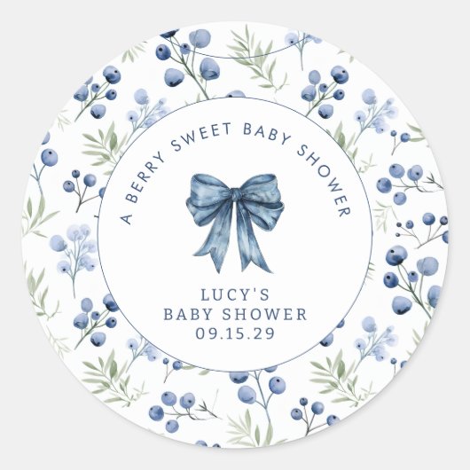 Bessie zoete baby shower bosbes lint klassieke ron ronde sticker (Voorkant)