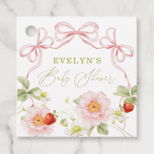 Bessie Zoete Baby Shower Gingham Bedankjes Labels (Voorkant)