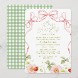Bessie Zoete Baby Shower Gingham Cottagecore Kaart