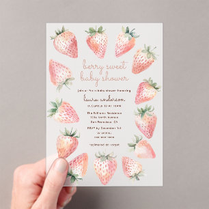 Bessie Zoete Baby Shower Waterverf Aardbeien Acryl Uitnodigingen