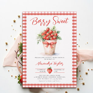 Bessie Zoete Bessen Kunst Tuin Gingham Baby Borrel Kaart