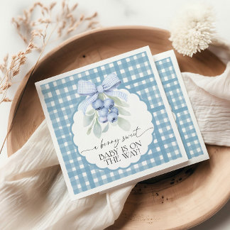 Bessie Zoete Bosbes Gingham Baby Shower Servet