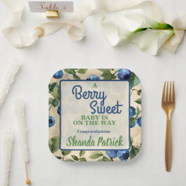 Bessie zoete bosbessenthema baby shower papieren bordje