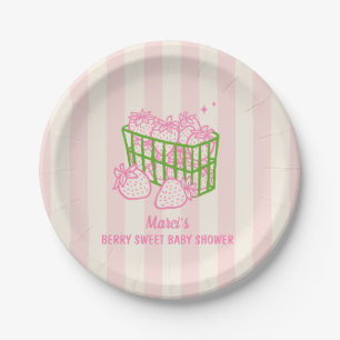 Bessie Zoete Doodle Roze Groen Meisje Baby Shower Papieren Bordje