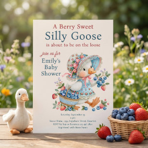 Bessie Zoete Dwaas Gans Bessen Baby Shower crème Kaart