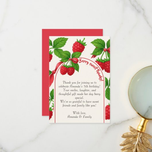 Bessie Zoete Frambozen Kinderen Verjaardag Bedankt (Voorkant / Achterkant in situ)