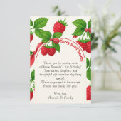 Bessie zoete frambozen kinderverjaardag bedankkaar bedankkaart (Staand voorkant)