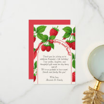 Bessie zoete frambozen kinderverjaardag bedankkaar