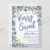 Bessie Zoete Gingham Blauwebes Babyshower Kaart (Voorkant)