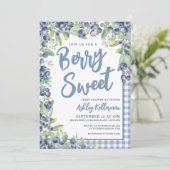 Bessie Zoete Gingham Blauwebes Babyshower Kaart (Staand voorkant)