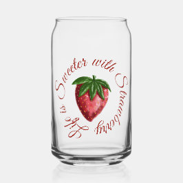 Bessie zoete handgetekende aardbeienpatroon glas