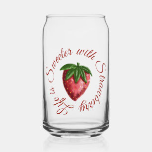 Bessie zoete handgetekende aardbeienpatroon glas