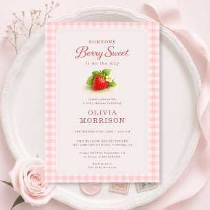 Bessie Zoete Meisje Gingham Baby Shower Kaart