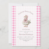 Bessie Zoete Roze Gingham Eend Babyshower  Kaart (Voorkant)