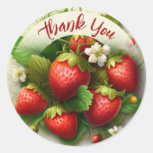 Bessie zoete waterverf aardbei dank je wel ronde sticker (Voorkant)