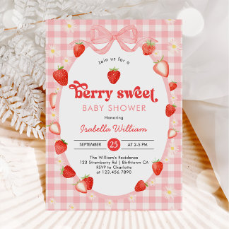 Bessie zoete zomer aardbei baby shower kaart